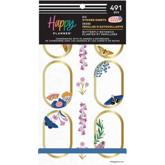 Happy Planner Big 30 Sheet Sticker Value Pack-Butterfly Botanics