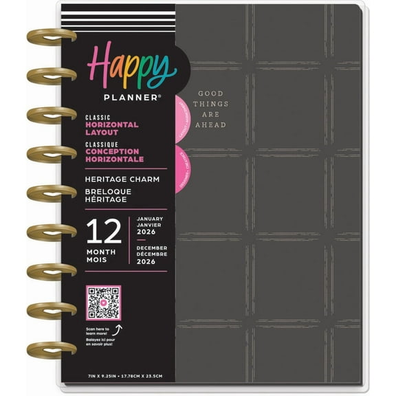 Happy Planner Classic 12 Month Disc Bound Dated Planner-Heritage Charm; Jan '26 - Dec '26