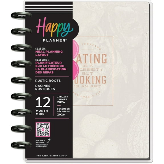 Happy Planner Classic 12 Month Disc Bound Dated Planner-Rustic Roots; Jan '26 - Dec '26