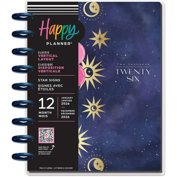 Happy Planner Classic 12 Month Disc Bound Dated Planner-Star Signs; Jan '26 - Dec '26