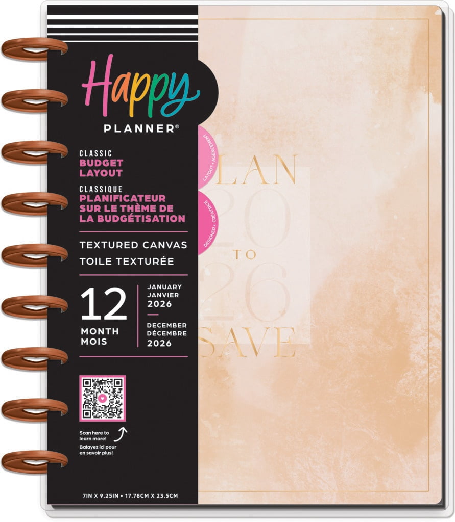 Happy Planner Classic 12 Month Disc Bound Dated Planner-Textured Canvas ...