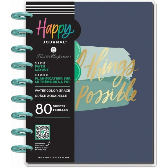 Happy Planner Disc Bound Guided Journal-Watercolor Grace Faith