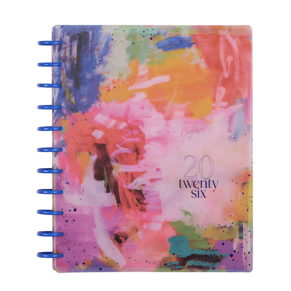 Happy Planner Monthly Weekly Big PlannerJan- December 2026 Bright & Bushy, 2 Sticker Sheets Included, Disc Bound