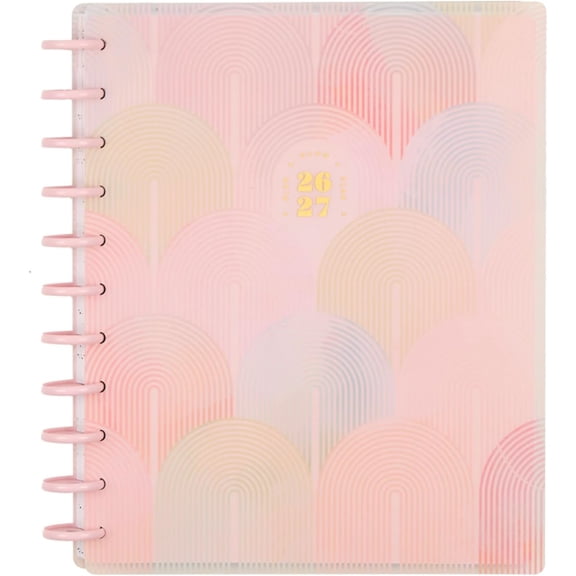 Happy Planner Disc-Bound Planner July 2026–June 2027, Includes 3 Extra Months and 2 Sticker Sheets, Big Size, 8.5" x 11", Dashboard Layout, Spring Sherbet