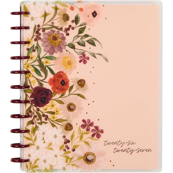 Happy Planner Disc-Bound Planner July 2026–June 2027, Includes 3 Extra Months and 2 Sticker Sheets, Big Size, 8.5" x 11", Dashboard Layout, Wildflower Whimsy