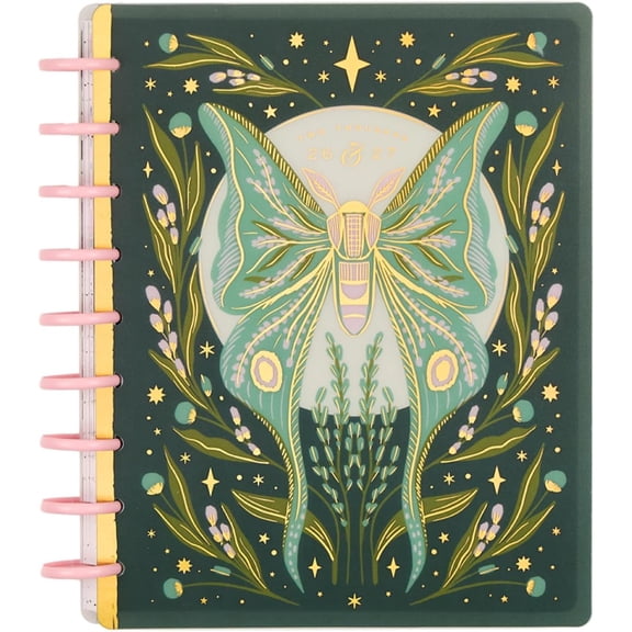Happy Planner Disc-Bound Planner July 2026June 2027, Includes 3 Extra Months and 2 Sticker Sheets, Classic Size, 7" x 9.25", Horizontal Layout, Mystic Moths Sage