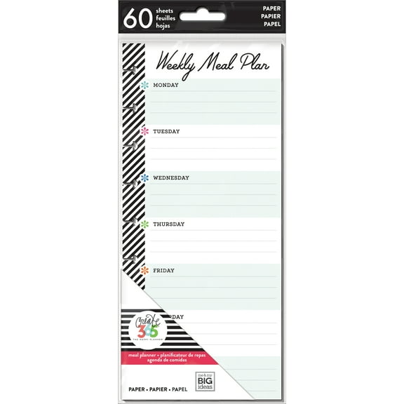 Happy Planner Medium Half Sheet Fill Paper 60/Pkg-Meal Planning