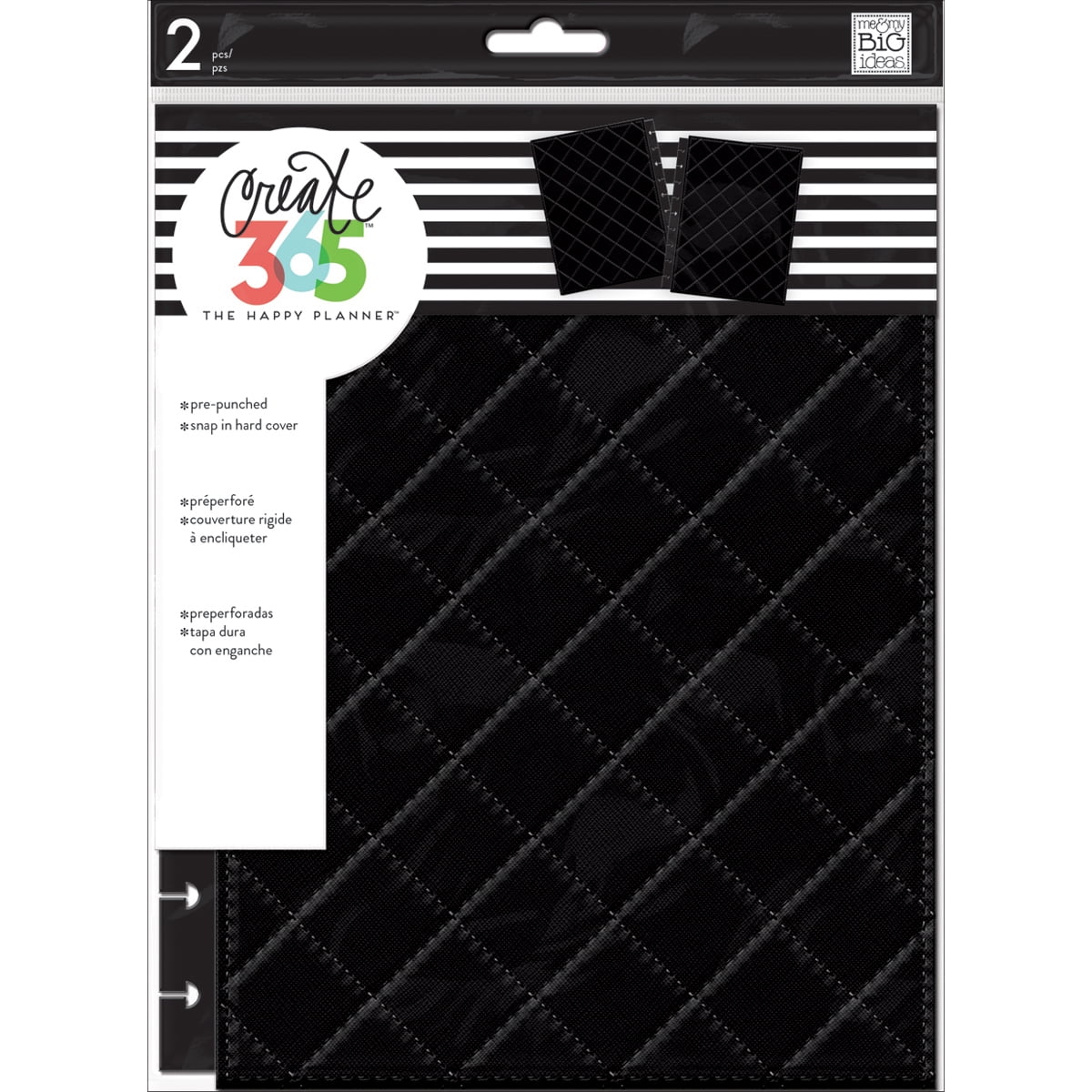 Happy Planner Medium Snap-In Hard Planner Cover 9.75"X7.75"-Black Quilted
