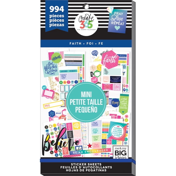 Happy Planner Mini Planner Sticker Value Pack-Faith, 994/Pkg