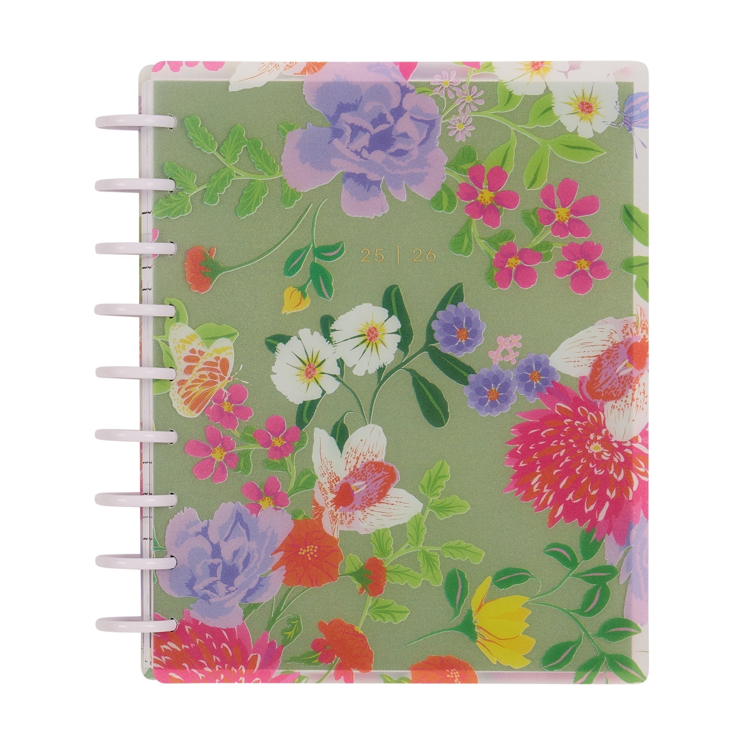 Happy Planner Monthly Weekly Classic Planner (7 x 9.25) Bright Bouquet 12 Month July 2025-June 2026 Disc Bound Planner