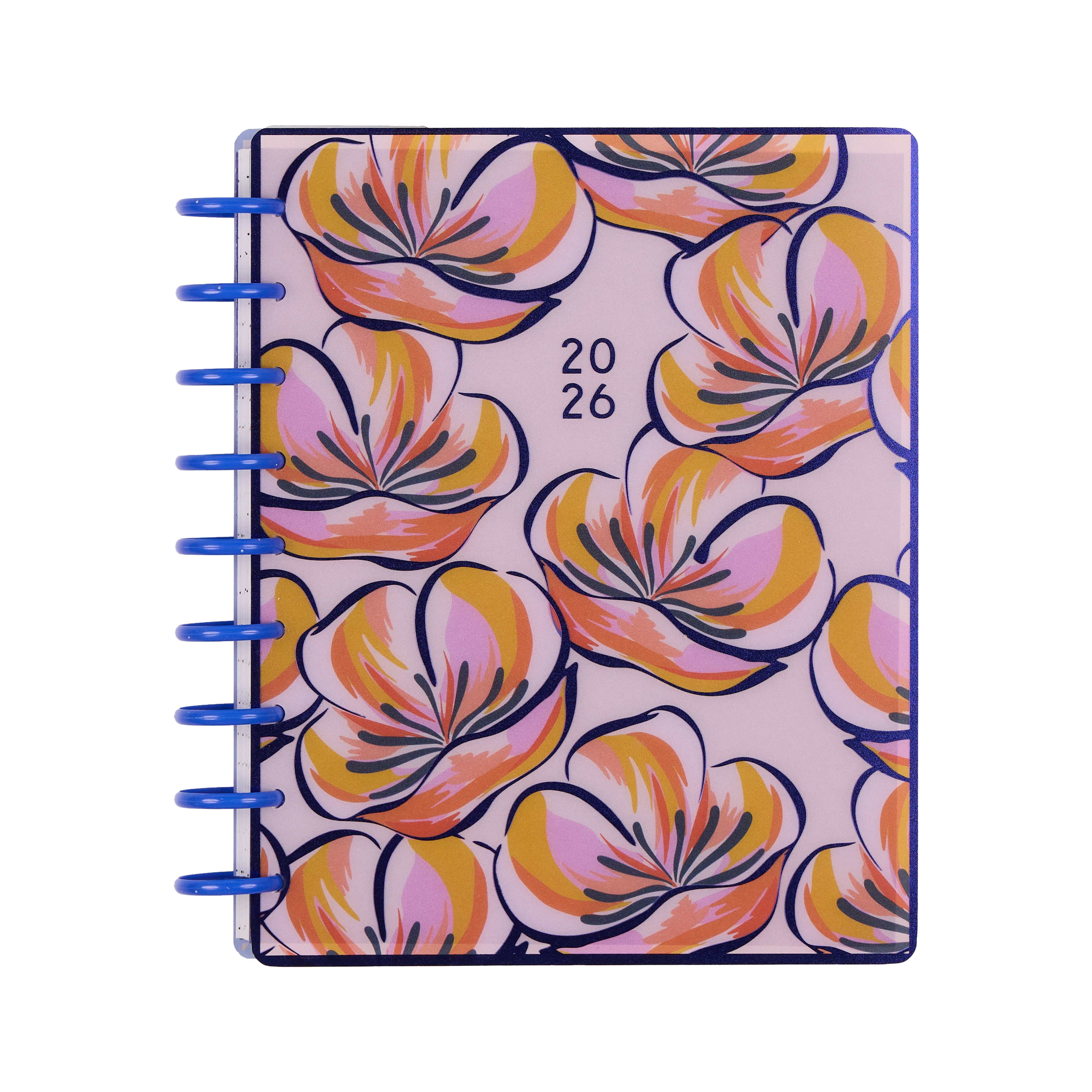 Happy Planner Monthly Weekly Classic PlannerJan- Decenber 2026 Flower Burst, 2 Sticker Sheets Included, Disc Bound