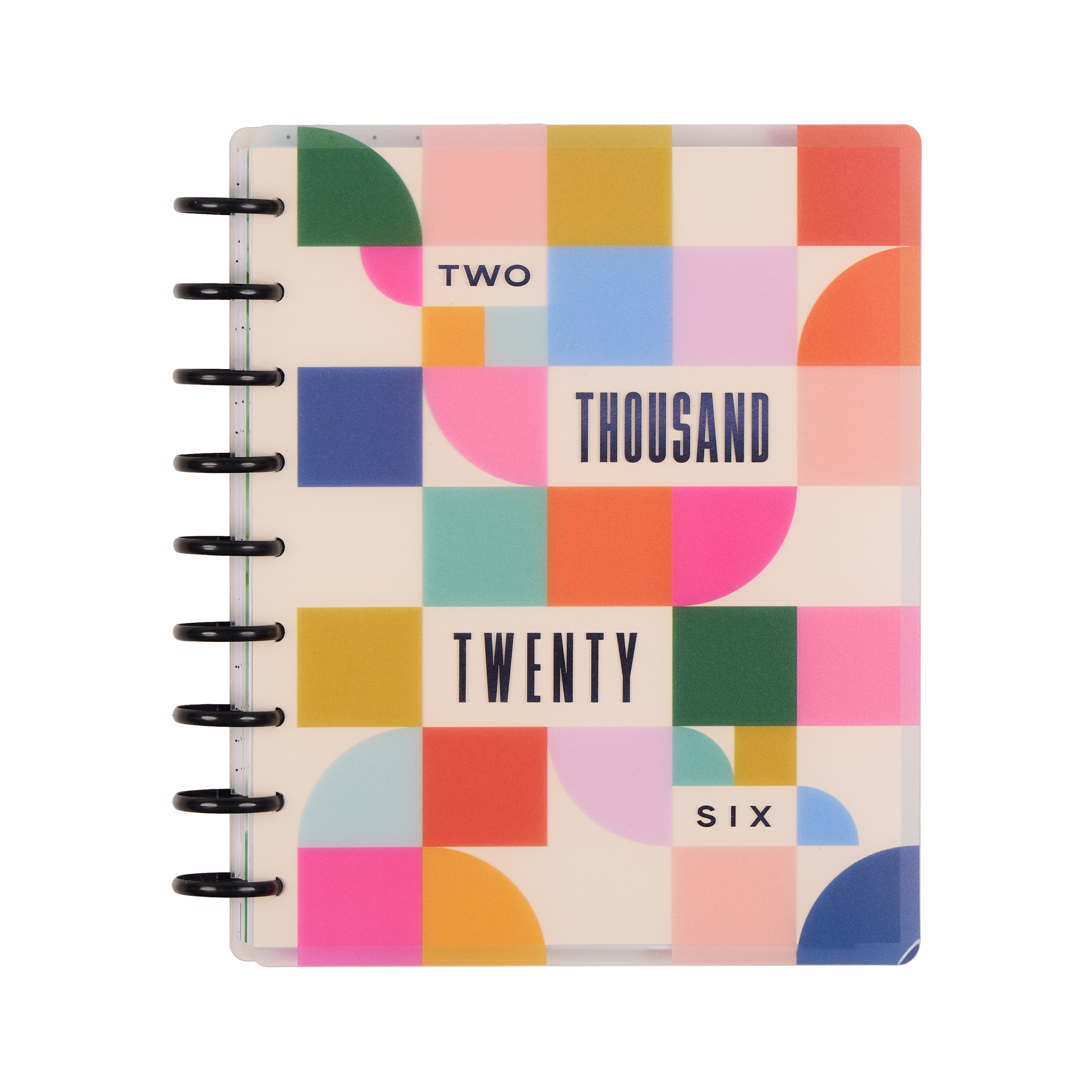 Happy Planner Monthly Weekly Classic PlannerJan- Decenber 2026 Groovy Grids, 2 Sticker Sheets Included, Disc Bound