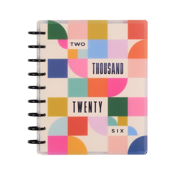 Happy Planner Monthly Weekly Classic PlannerJan- Decenber 2026 Groovy Grids, 2 Sticker Sheets Included, Disc Bound