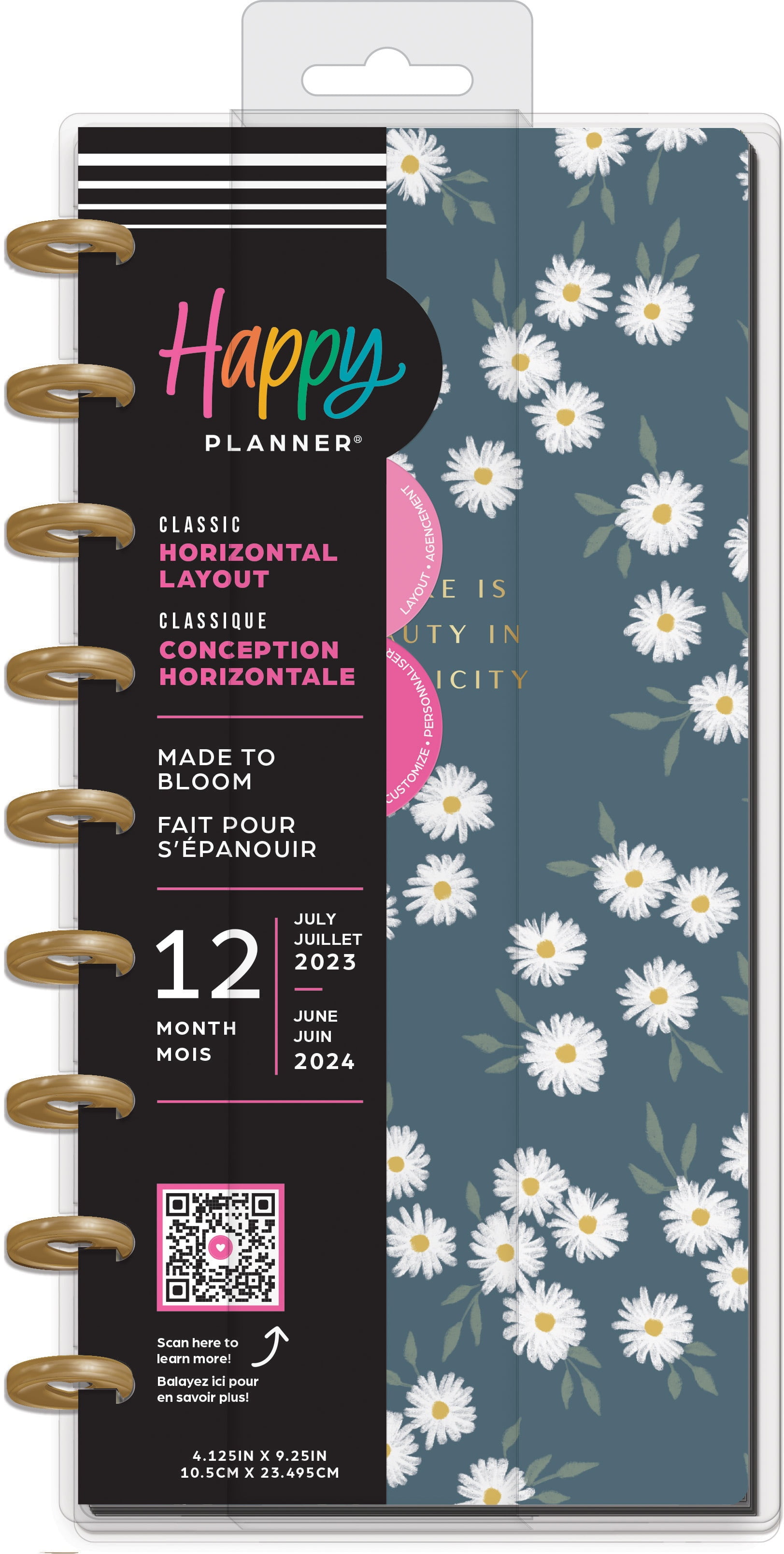Happy Planner Skinny Classic 12-Month Planner-Made To Bloom; July '23 -  June '24