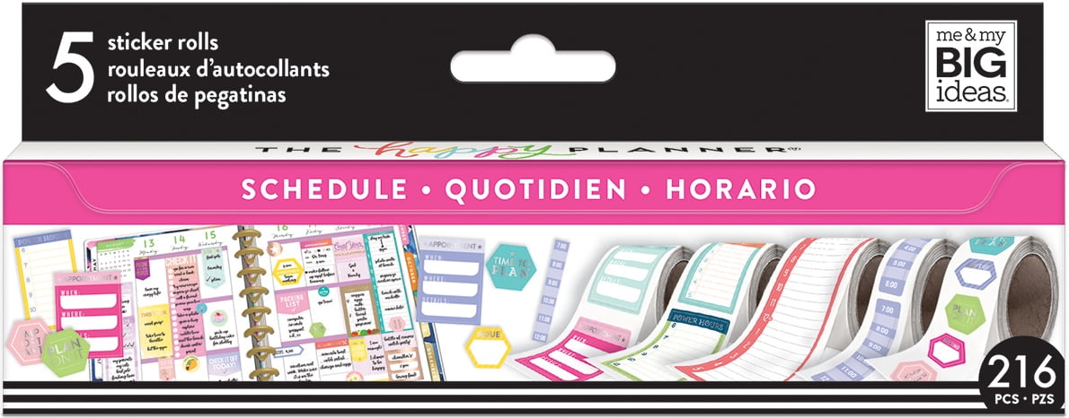 The Happy Planner Sticker Roll, Scheduling Stickers, 8 Feet, 5 Designs