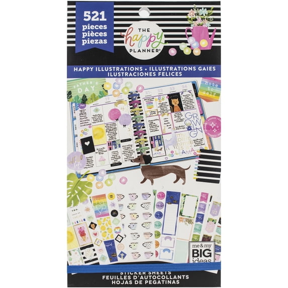 Happy Planner Sticker Value Pack-Happy Illustrations, 521/Pkg - Walmart.com