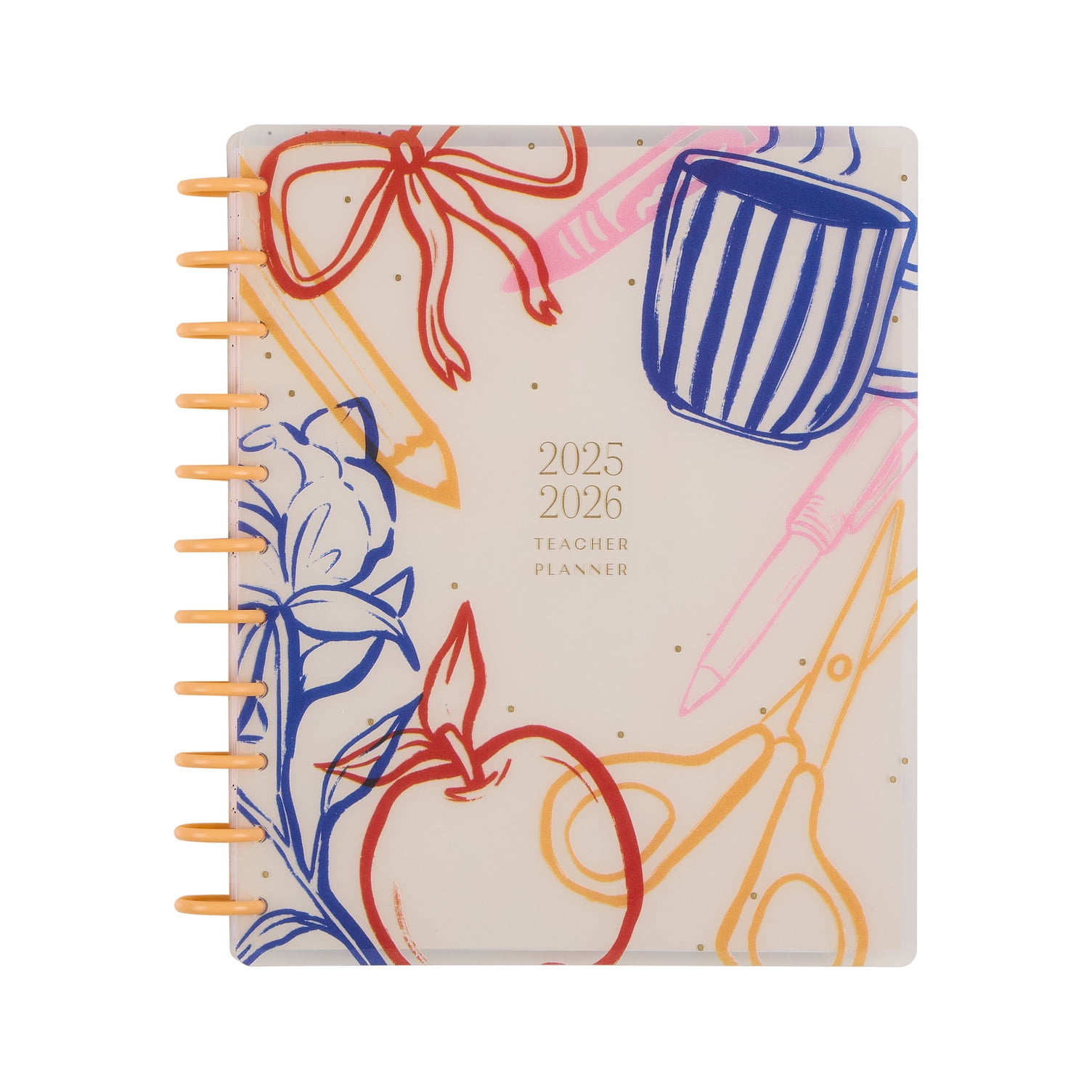 Happy Planner Sunday Brunch Disc-Bound 12-Month Academic Teacher Planner, July 2025 Customizable Classroom Organizer with Monthly & Weekly Layouts, 8.5" x 11"