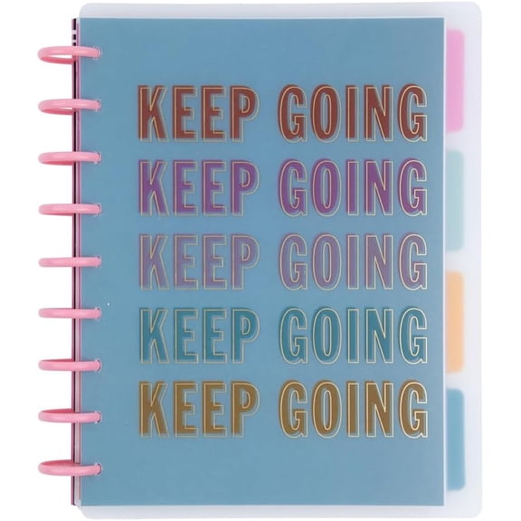 The Happy Planner Undated Plans + Notes Monthly Planner Notebook Classic Size 7" 9.75" 4-Month Undated Planner, Keep Going Theme, 95 Pages, 4 Dividers & 12 Sticker Sheets