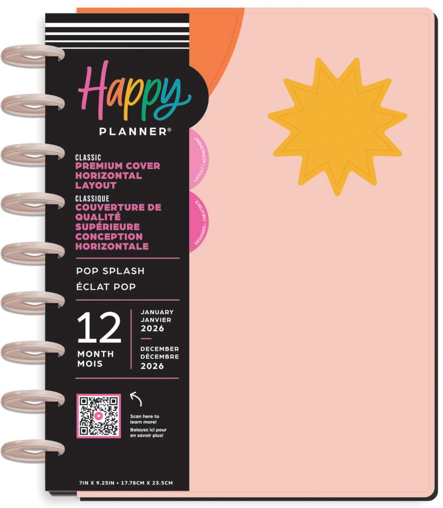Happy Planner Vegan Leather Disc Bound Dated Planner-Pop Splash Patchwork; Jan '26 - Dec '26