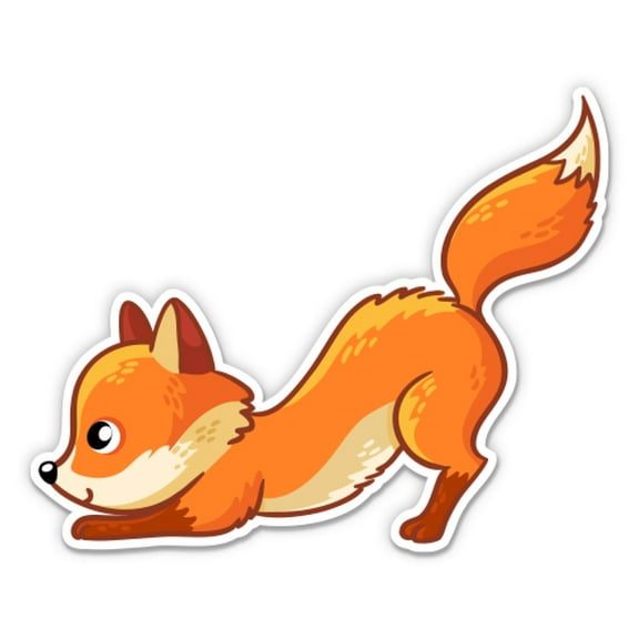 Happy Playful Fox - 3" Vinyl Sticker - For Car Laptop Water Bottle Phone - Waterproof Decal