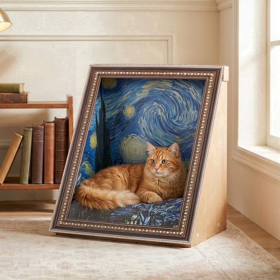 Happy & Polly 3D 21.6-In Interactive Famous Painting Cat Scratch pads, Van Gogh Starry Night