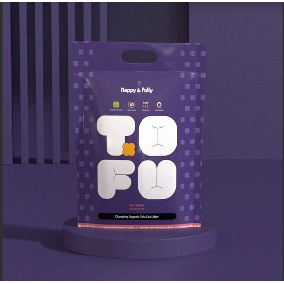 Happy & Polly Clumping Natural Tofu Cat Litter, Dust-Free Odor Control Low Tracking with a 2mm diameter , Scented, 5.5 Ib Bag