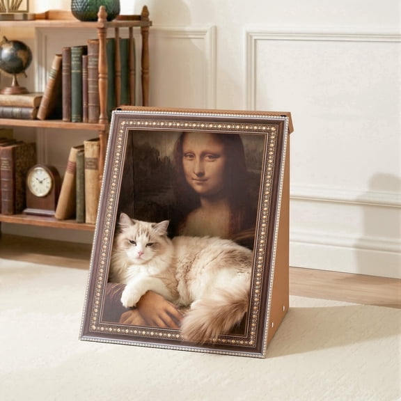 Happy & Polly 3D 21.6-In Interactive Famous Painting Cat Scratcher Pad, Mona Lisa