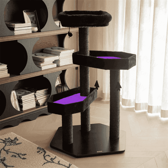 Happy & Polly 41.3" Gothic Plush Cat Tree for Cats of All Stages, Purple, Large