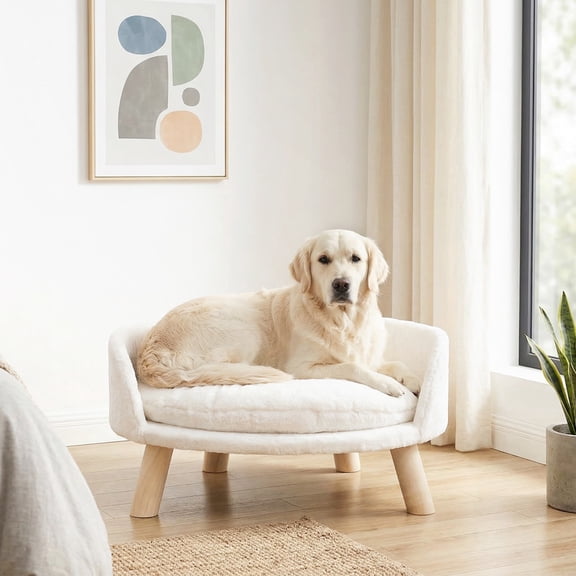 Happy & Polly Large Dog & Cat Sofa Bed with Wooden Frame and Removable Cushion