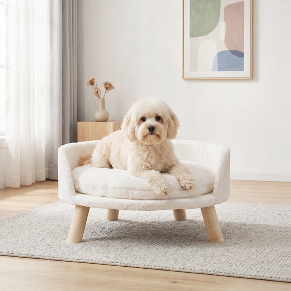 Happy & Polly Medium Dog & Cat Sofa Bed with Wooden Frame and Removable Cushion