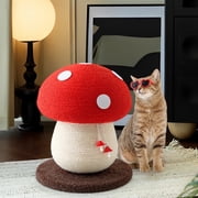 Happy & Polly 20in Mushroom Cat Scratcher, Sisal Cat Scratcher for Kittens with Hanging Toy