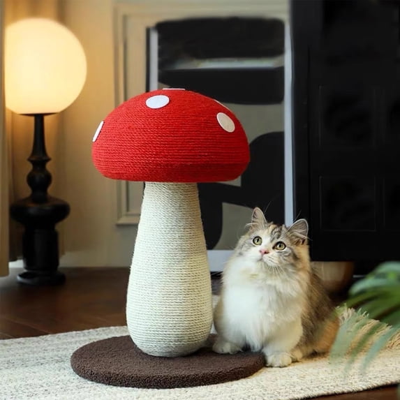 Faline 19.7'' Mushroom-Shaped Sisal Cat Scratching Post, Indoor Cat Scratcher with Stable Base