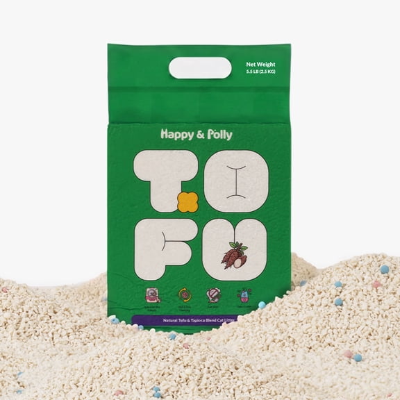Happy & Polly Natural Tofu & Tapioca Blend Cat Litter, 5.5-lb bag