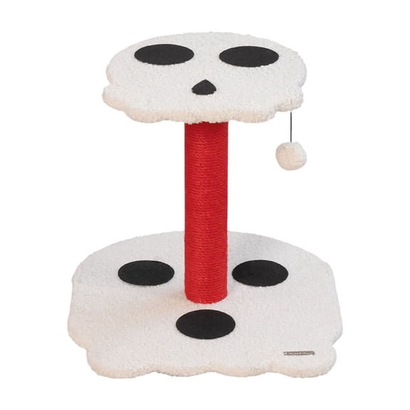 Happy & Polly Skull & Bones Design Upright Cat Scratching Post, White