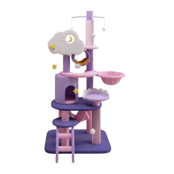 Happy & Polly X-Large Moonlight Deluxe Cat Tree Condo, 65" H, Purple