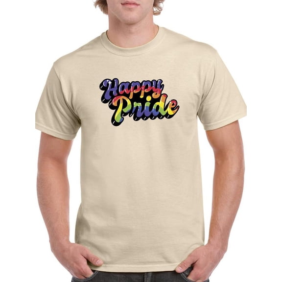 Happy Pride Bubblegum Text T-Shirt Men -Smartprints Designs, Male 5X-Large