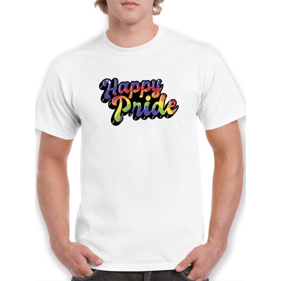 Happy Pride Bubblegum Text T-Shirt Men -Smartprints Designs, Male 5X-Large