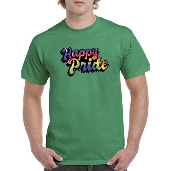 Happy Pride Bubblegum Text T-Shirt Men -Smartprints Designs, Male Large