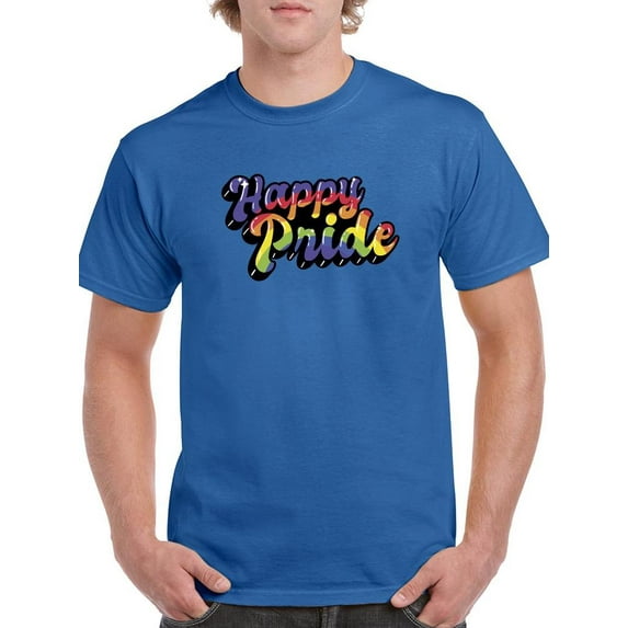 Happy Pride Bubblegum Text T-Shirt Men -Smartprints Designs, Male Large