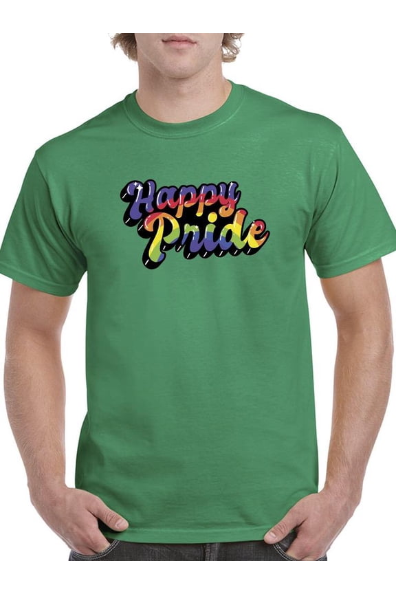 Happy Pride Bubblegum Text T-Shirt Men -Smartprints Designs, Male Medium