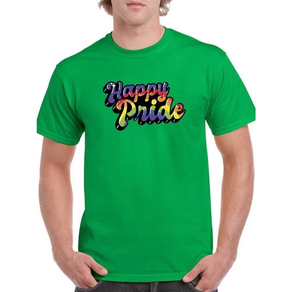 Happy Pride Bubblegum Text T-Shirt Men -Smartprints Designs, Male Medium