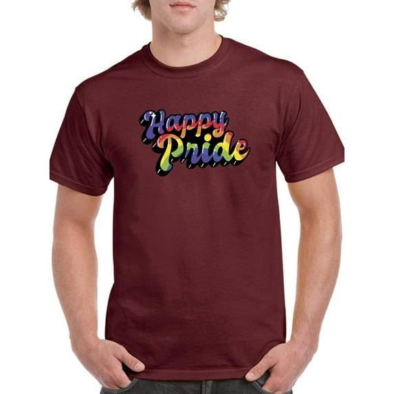 Happy Pride Bubblegum Text T-Shirt Men -Smartprints Designs, Male Medium