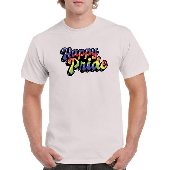 Happy Pride Bubblegum Text T-Shirt Men -Smartprints Designs, Male x-Large