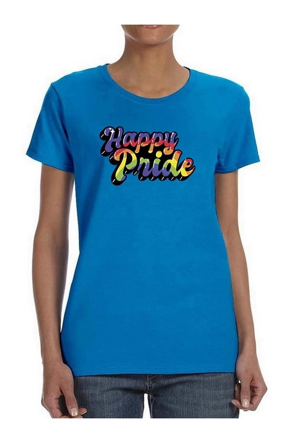 Happy Pride Bubblegum Text T-Shirt Women -Smartprints Designs, Female Large