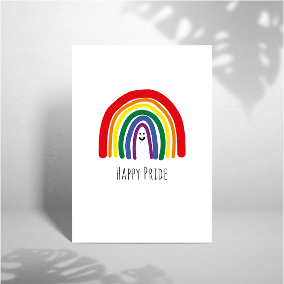 Happy Pride Card with Rainbow Design  Perfect Greeting Card for LGBTQ+ Celebrations  Blank Inside, Envelope Included