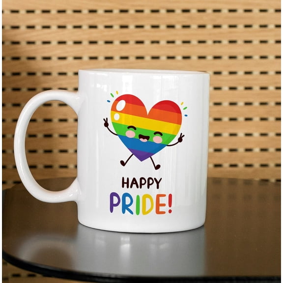 Happy Pride Mug, Gay Pride Month Gifts, Homosexual Mug, Happy Heart Mug, Ceramic Mug 11oz