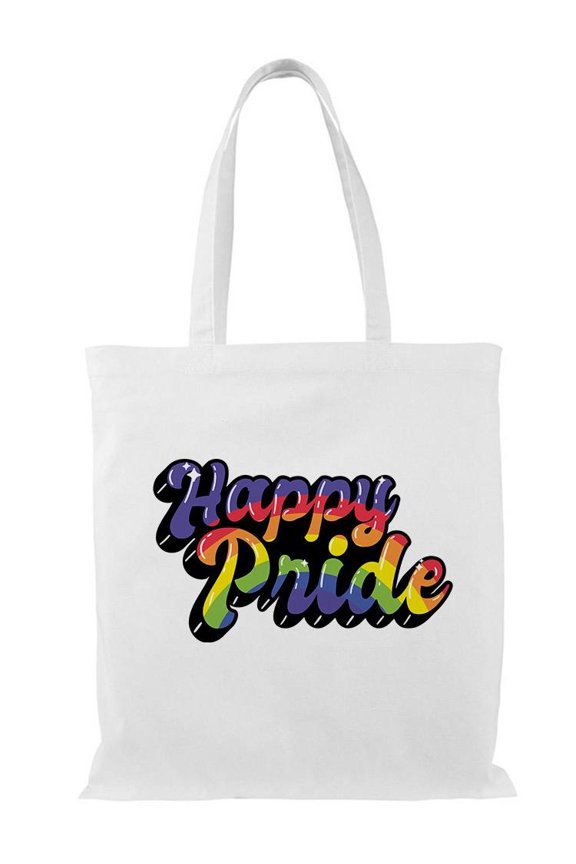Happy Pride Tote Bag - Smartprints Designs, One Size Cotton Canvas Tote Bag