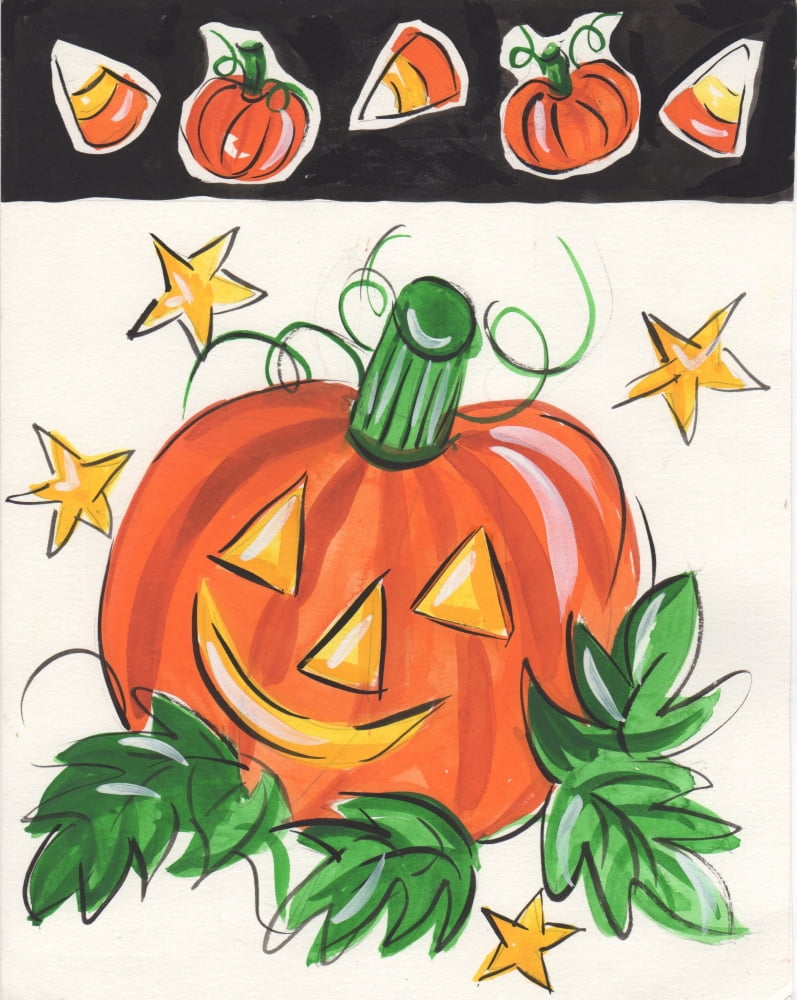Happy Pumpkin Canvas Art - Sara Henry (22 x 28)