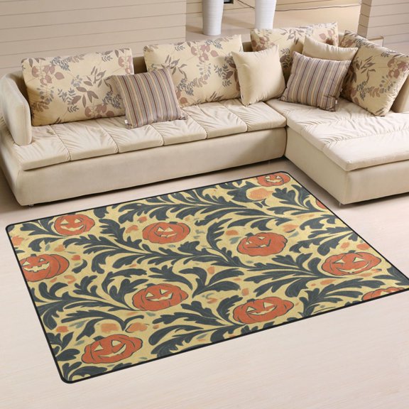 Happy Pumpkin Soft Polyester Area Rug 31''x20'', Non Slip, Memory Foam, Water Absorbent