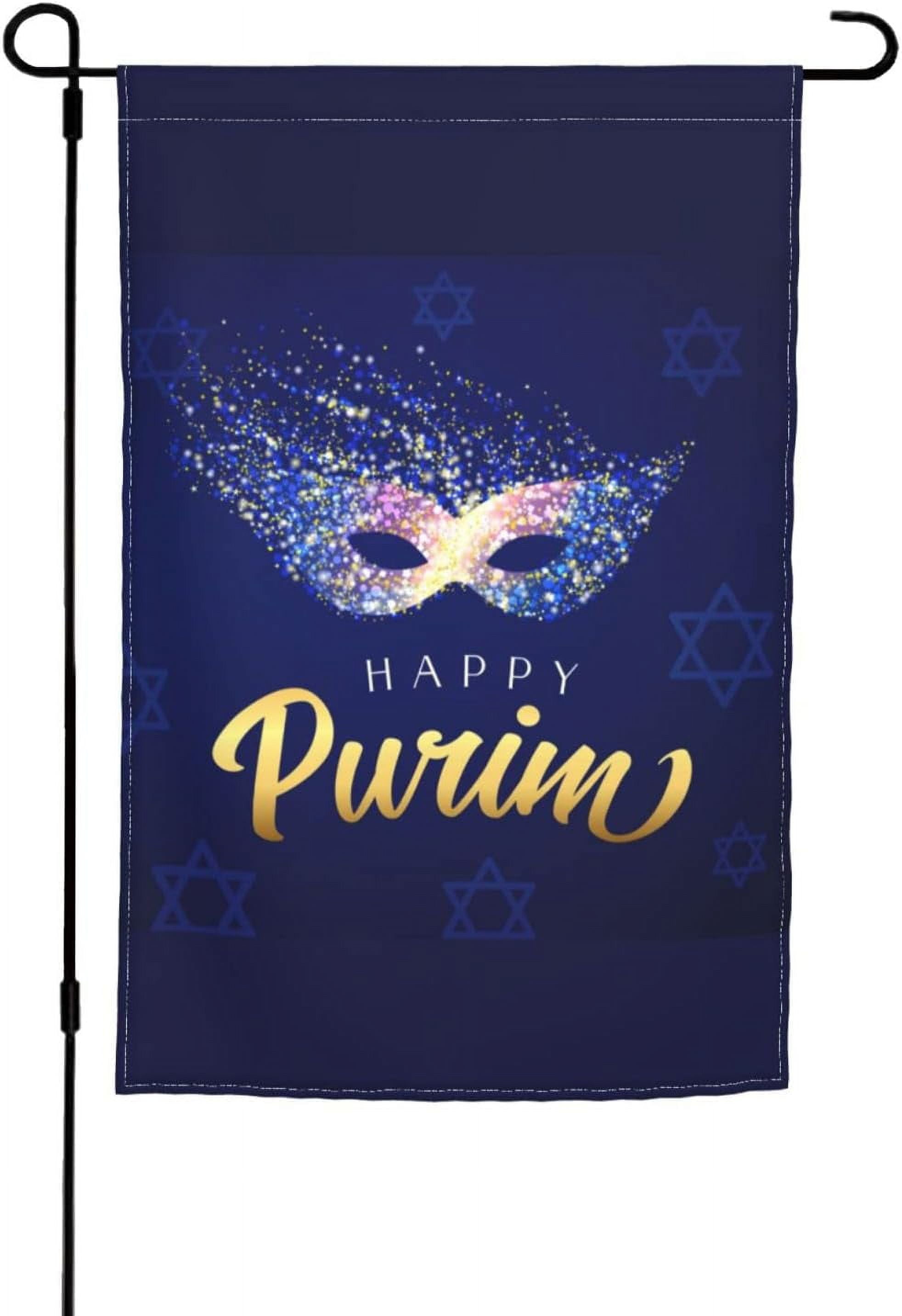 Happy Purim Day Jewish Carnival Garden Flag Burlap Flag Holiday